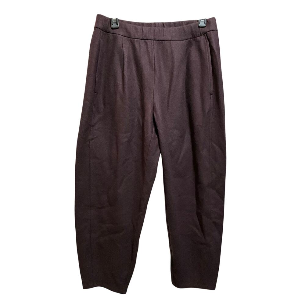 Eileen Fisher Barrel Leg Old Money Wool Crop Pants Plum EUC Petite Medium PM